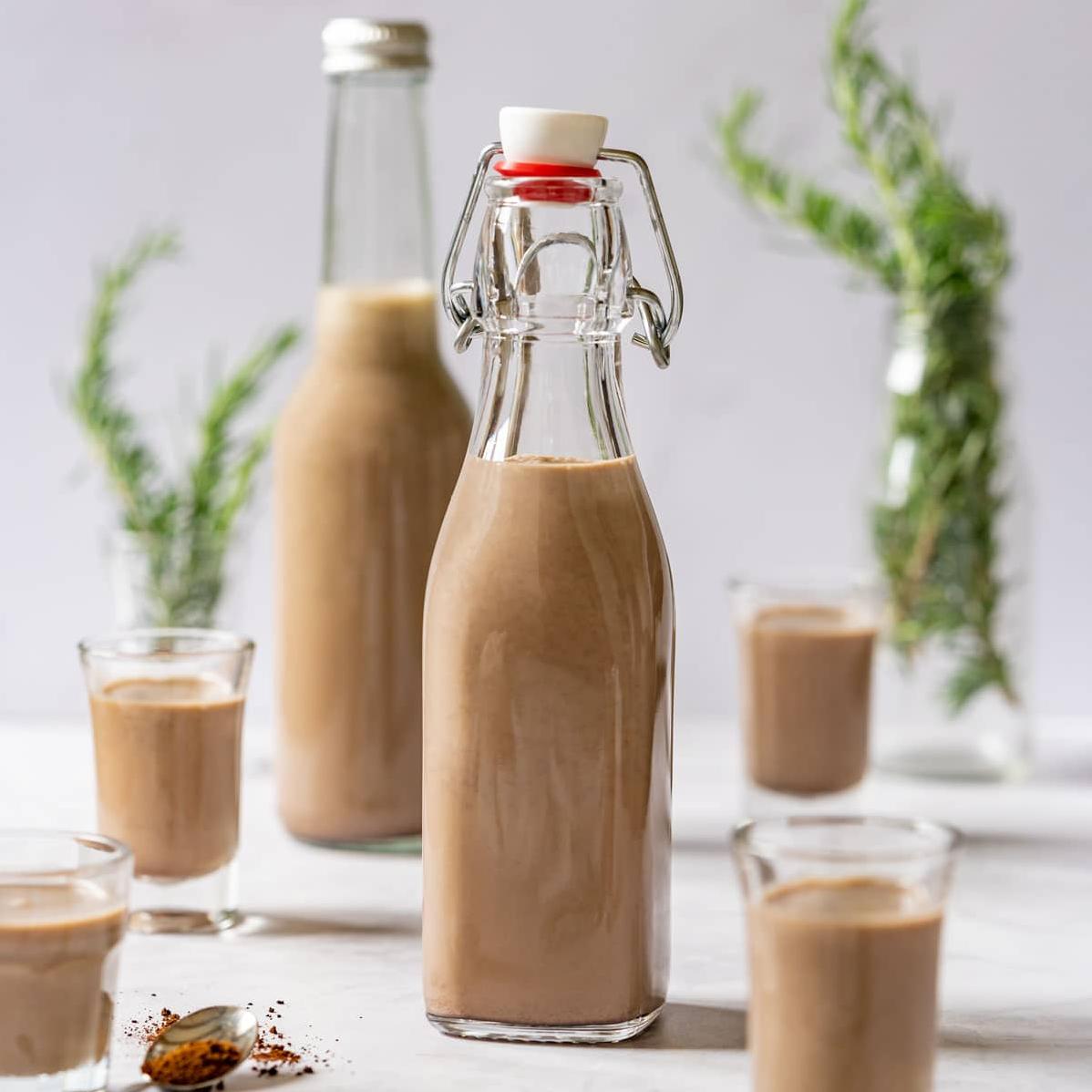  A bottle of homemade Irish cream, ready to be shared with friends and family.