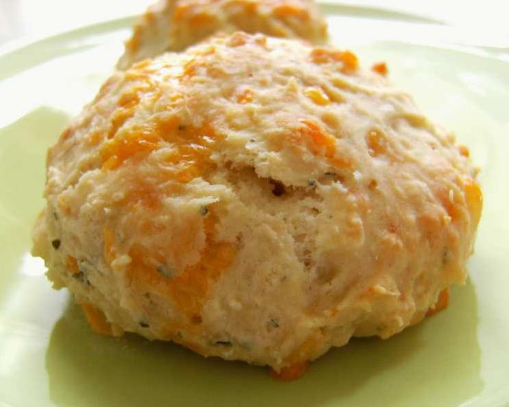  A close-up of the flaky, fluffy texture of these savory scones.