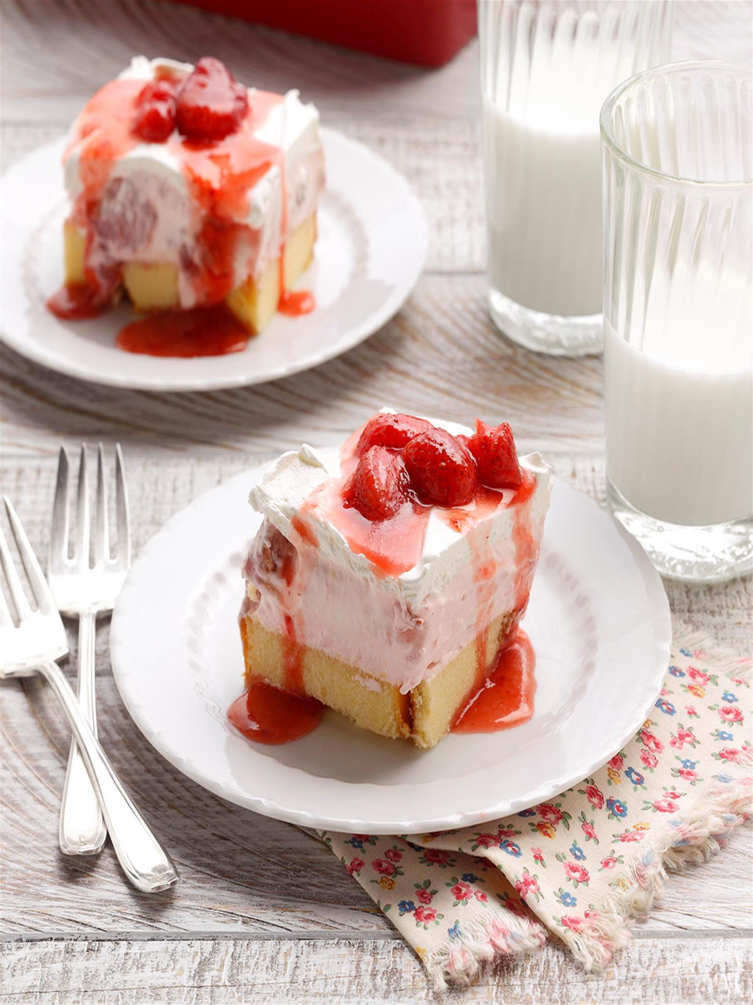  A dessert fit for royalty, Cream Cheese Pound Cake, topped with ripe strawberries and clouds of cream.