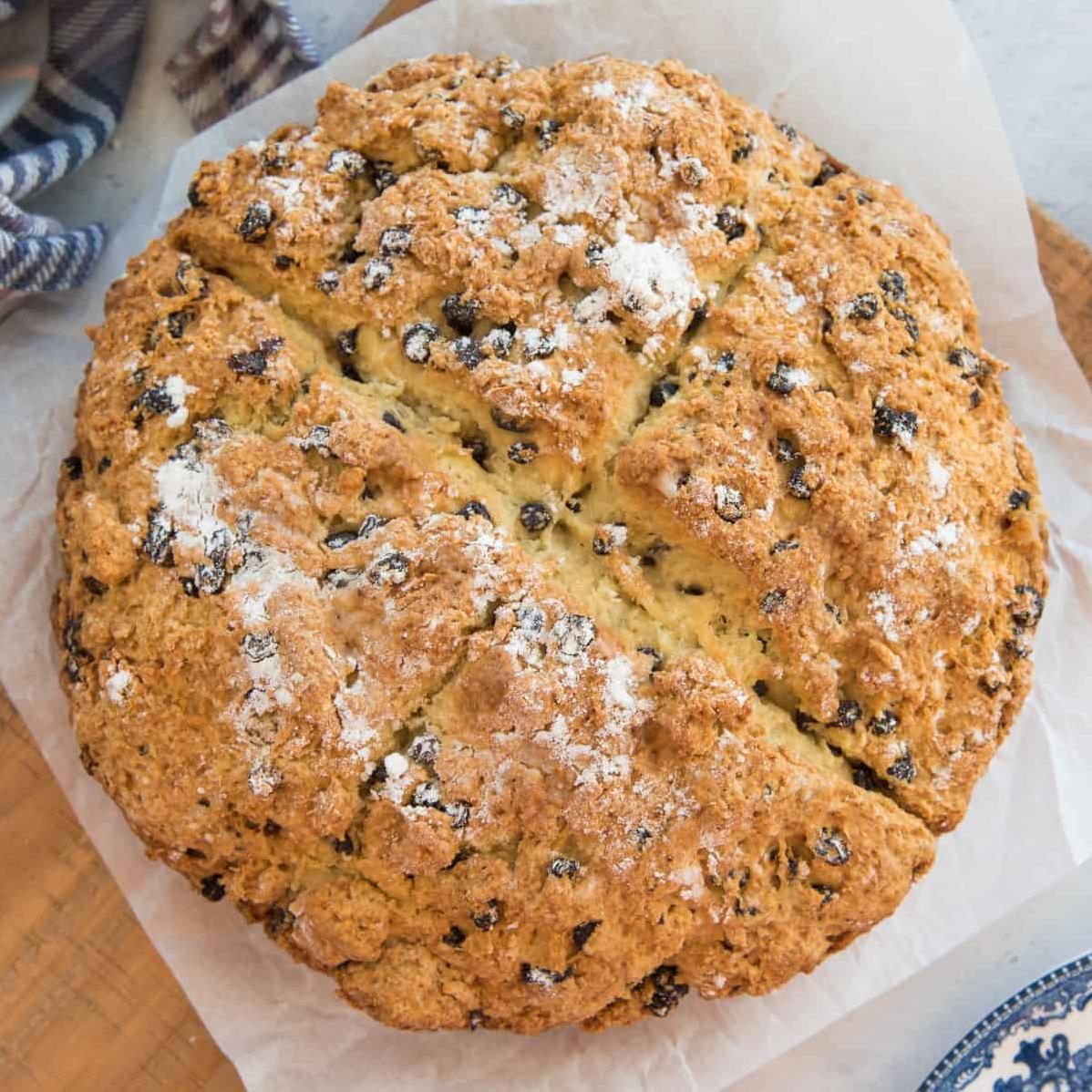  Behold the beautiful golden crust of this freshly-baked Irish Soda Bread.