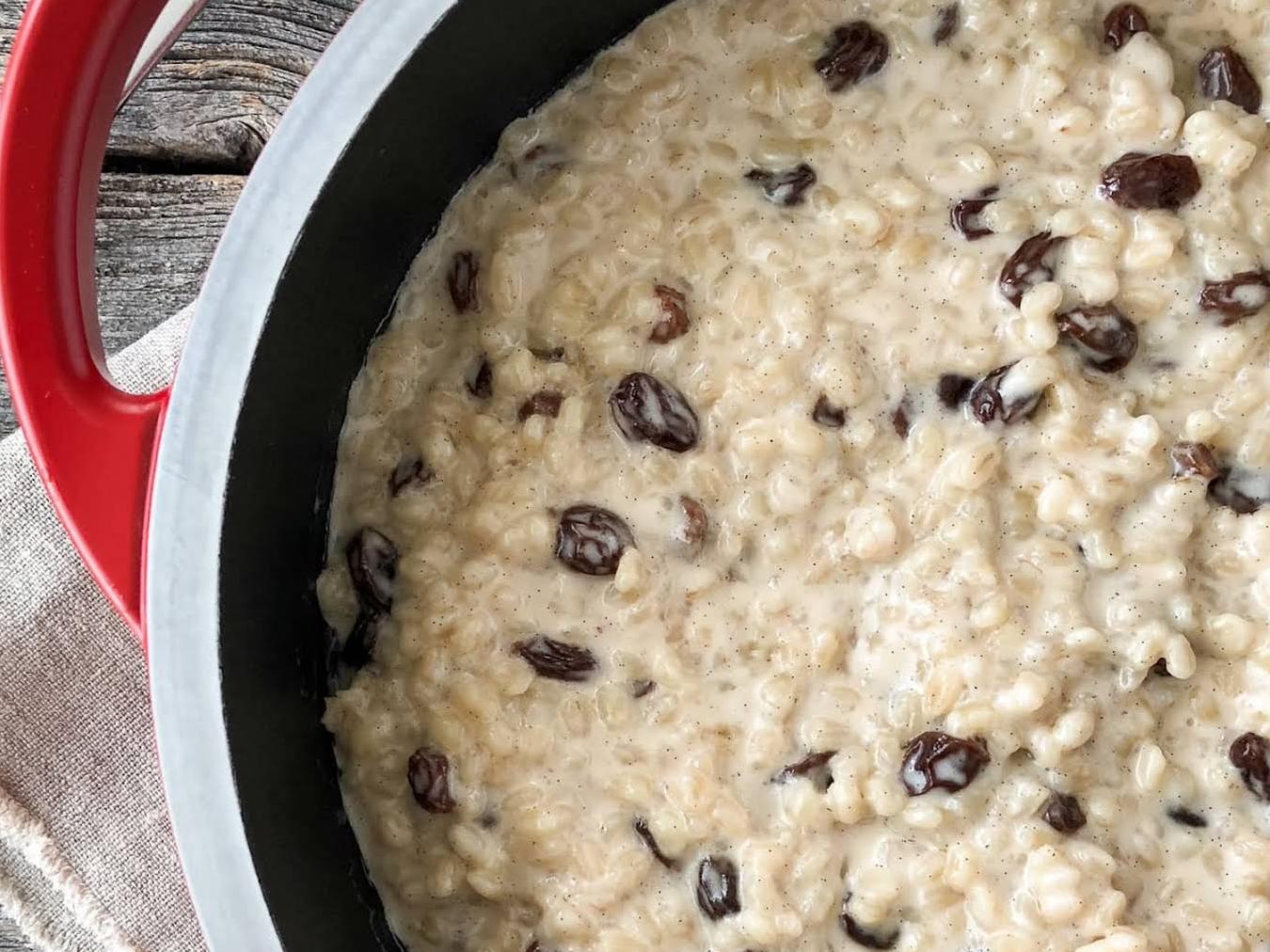  Can't decide between dessert or breakfast? This barley pudding can be enjoyed any time of day!