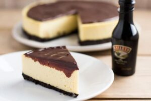 Chocolate Glazed Bailey's Irish Cream Cheesecake