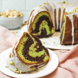 Chocolate Pound Cake With Chocolate Pistachio Glaze