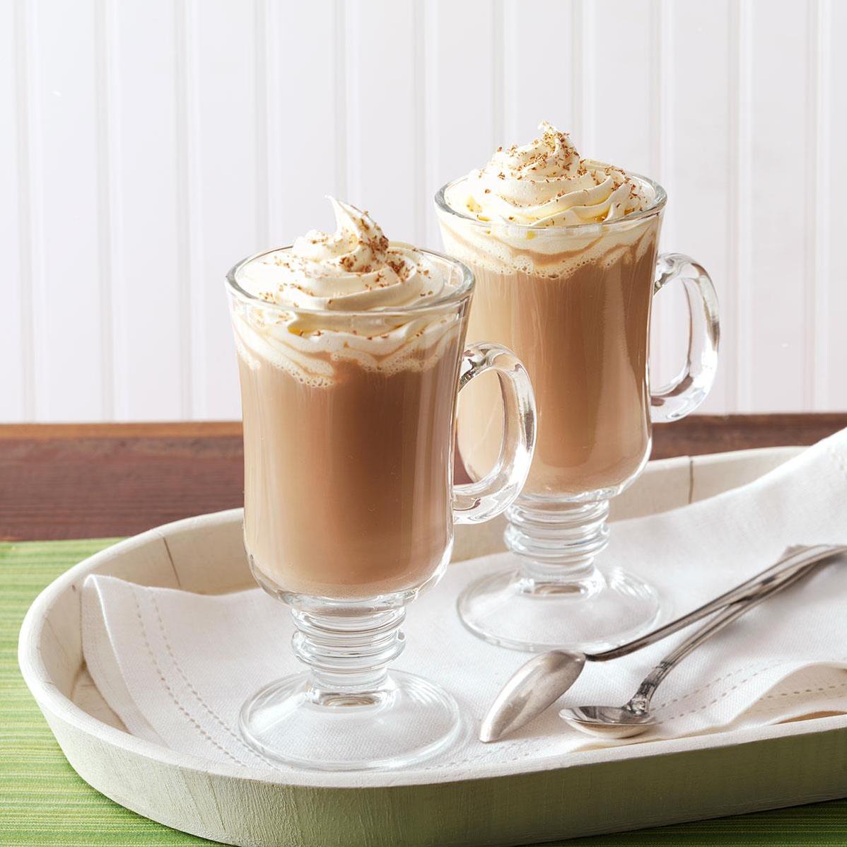  Cozy up with a comforting cup of hot mocha infused with the decadent taste of Irish cream.