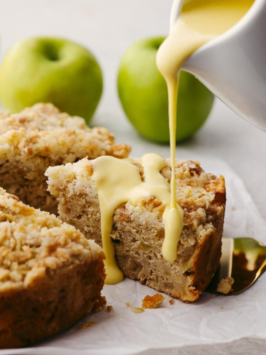  Curl up with a slice of warm apple cake and a cup of tea for the perfect cozy treat.