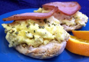 English Muffin With Scrambled Egg and Ham