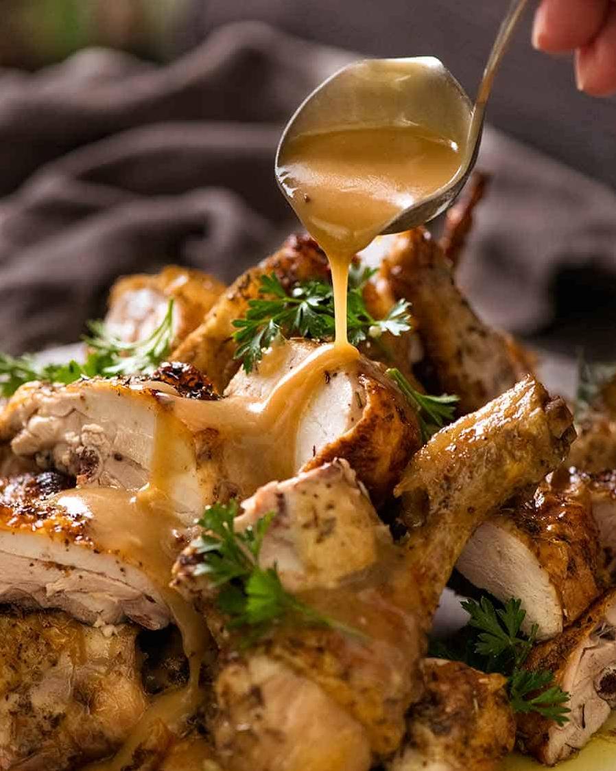  Get ready to drool over the ultimate comfort food: English roast chicken and gravy