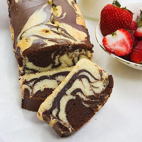  Give into temptation with this heavenly chocolate marble pound cake.