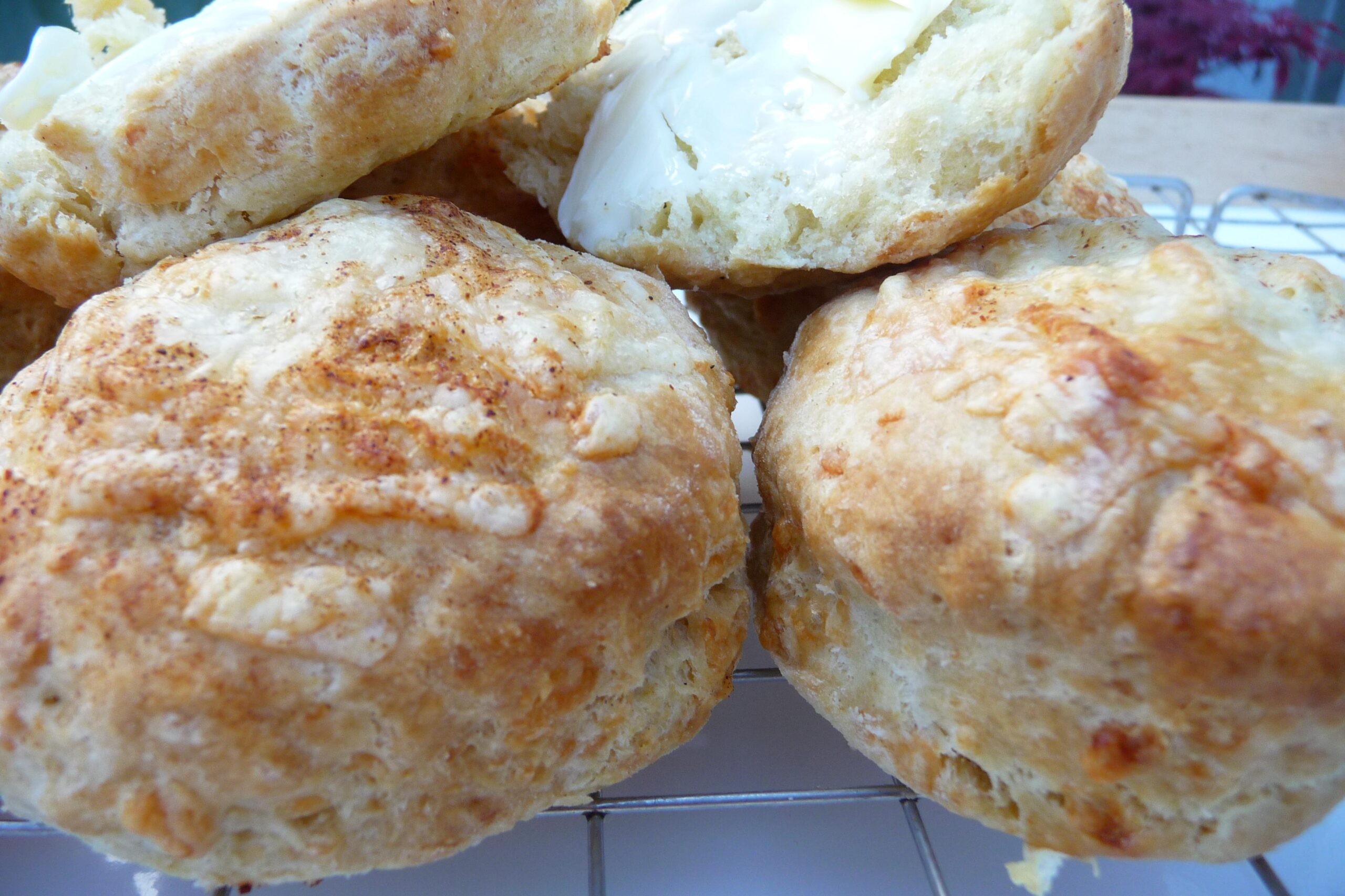  Golden brown and delicious, these cheese scones are a real treat