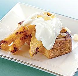 Grilled Peaches With Pound Cake & Ginger Creme Fraiche