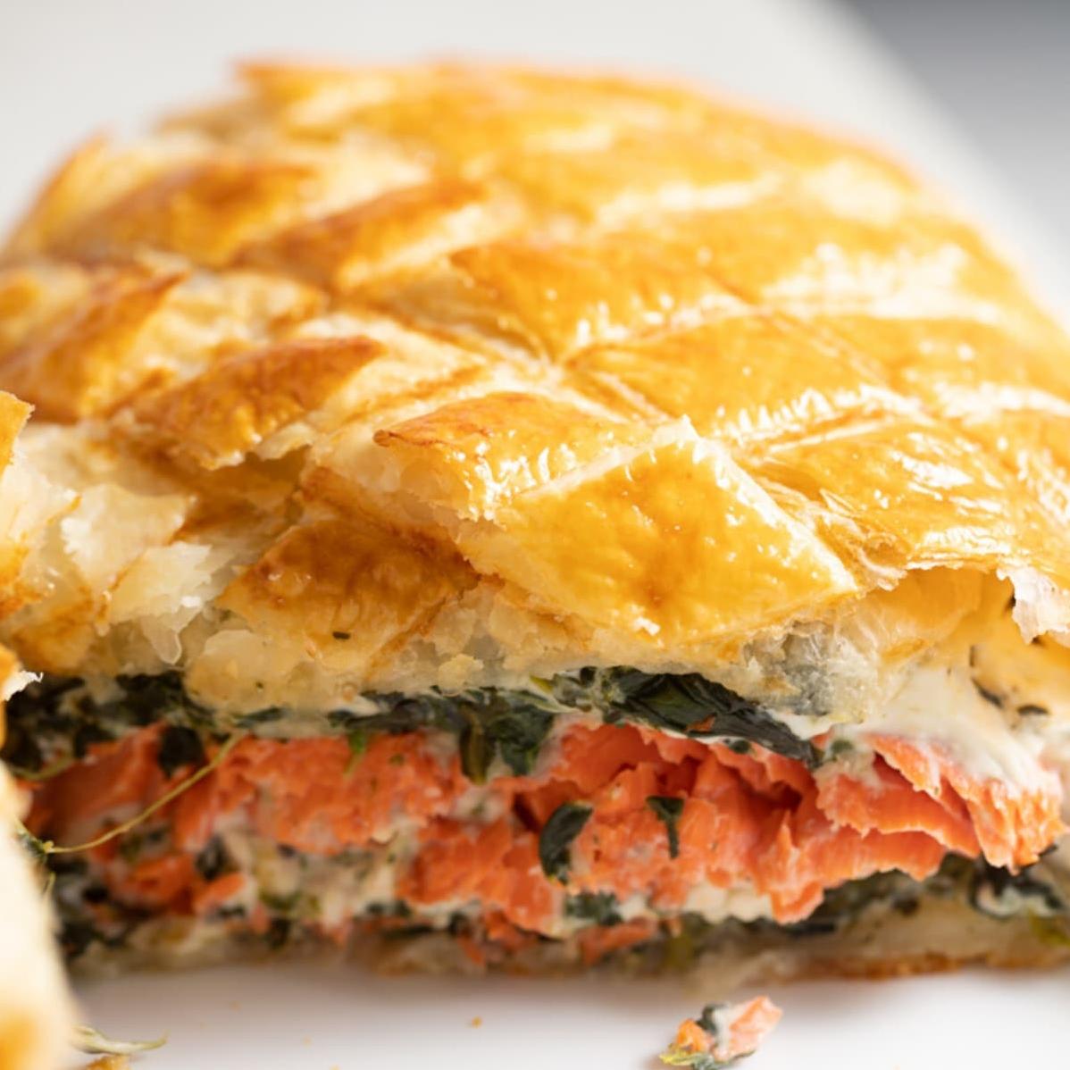  Imagine cutting through the flaky pastry and uncovering the succulent salmon.