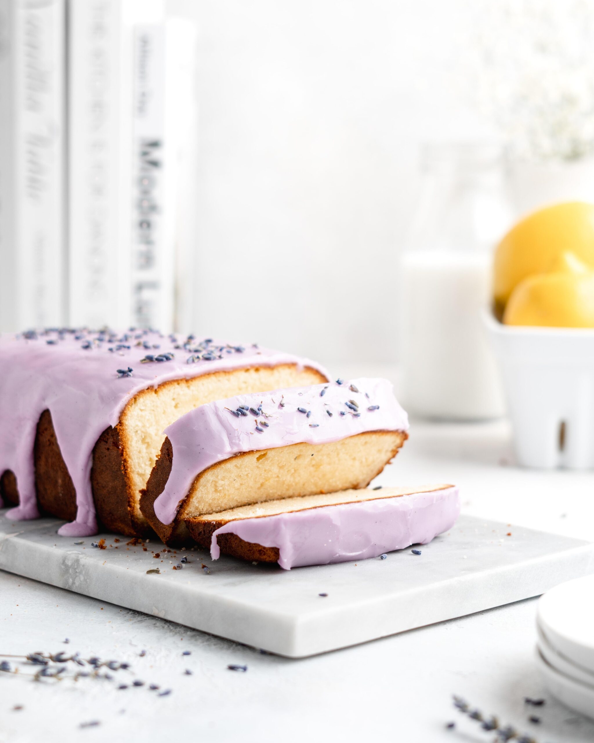  Indulge in a rich, buttery pound cake infused with the delicate flavors of lavender and lemon