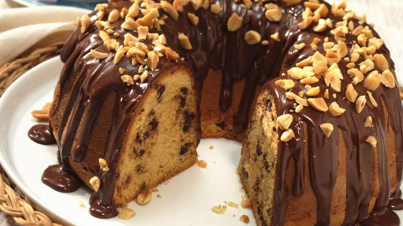  Indulge in a slice of heaven with this chocolate chip peanut butter pound cake.