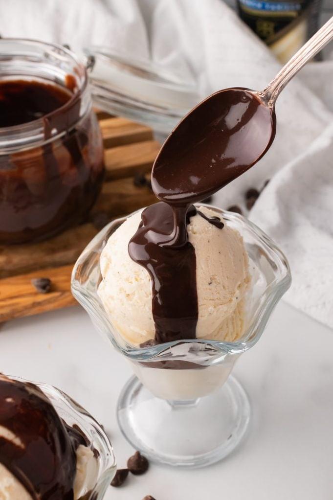  Irish whiskey adds a special kick to this chocolate sauce.