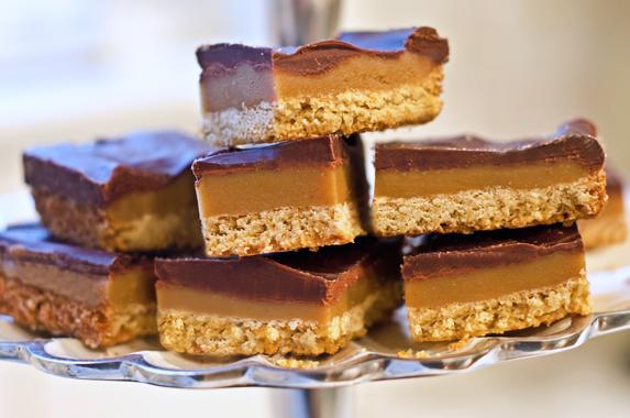  Layers of buttery shortbread, rich caramel, and smooth chocolate make this dessert irresistible
