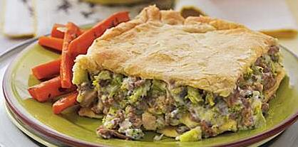  Layers of tender beef, crisp broccoli, and flaky pastry make this meal a true crowd-pleaser.