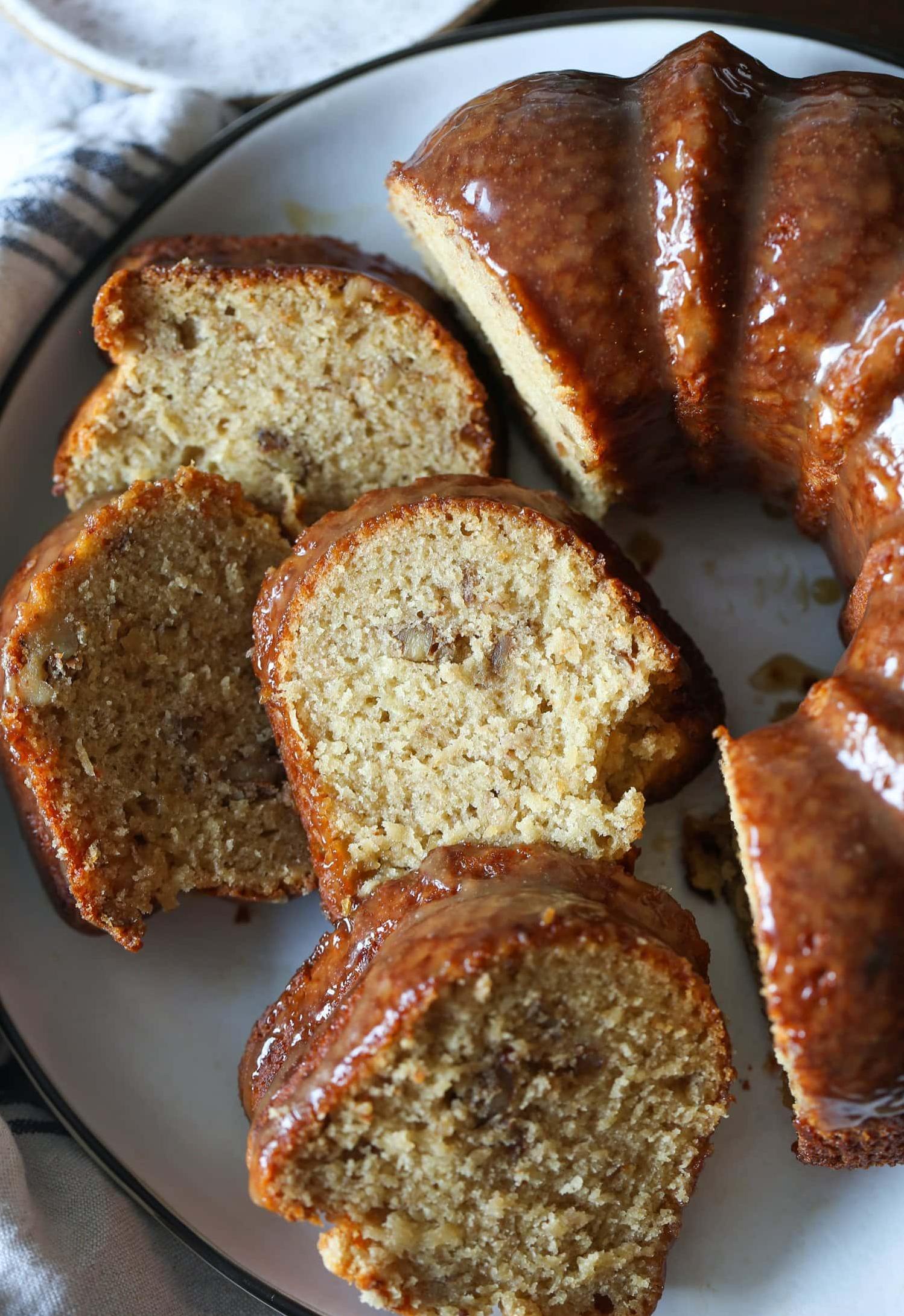  Moist and delicious Banana Pound Cake, freshly baked and ready to be sliced!