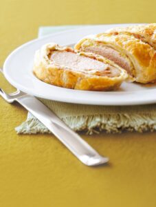 PORK AND LEEK WELLINGTON WITH PORT SAUCE