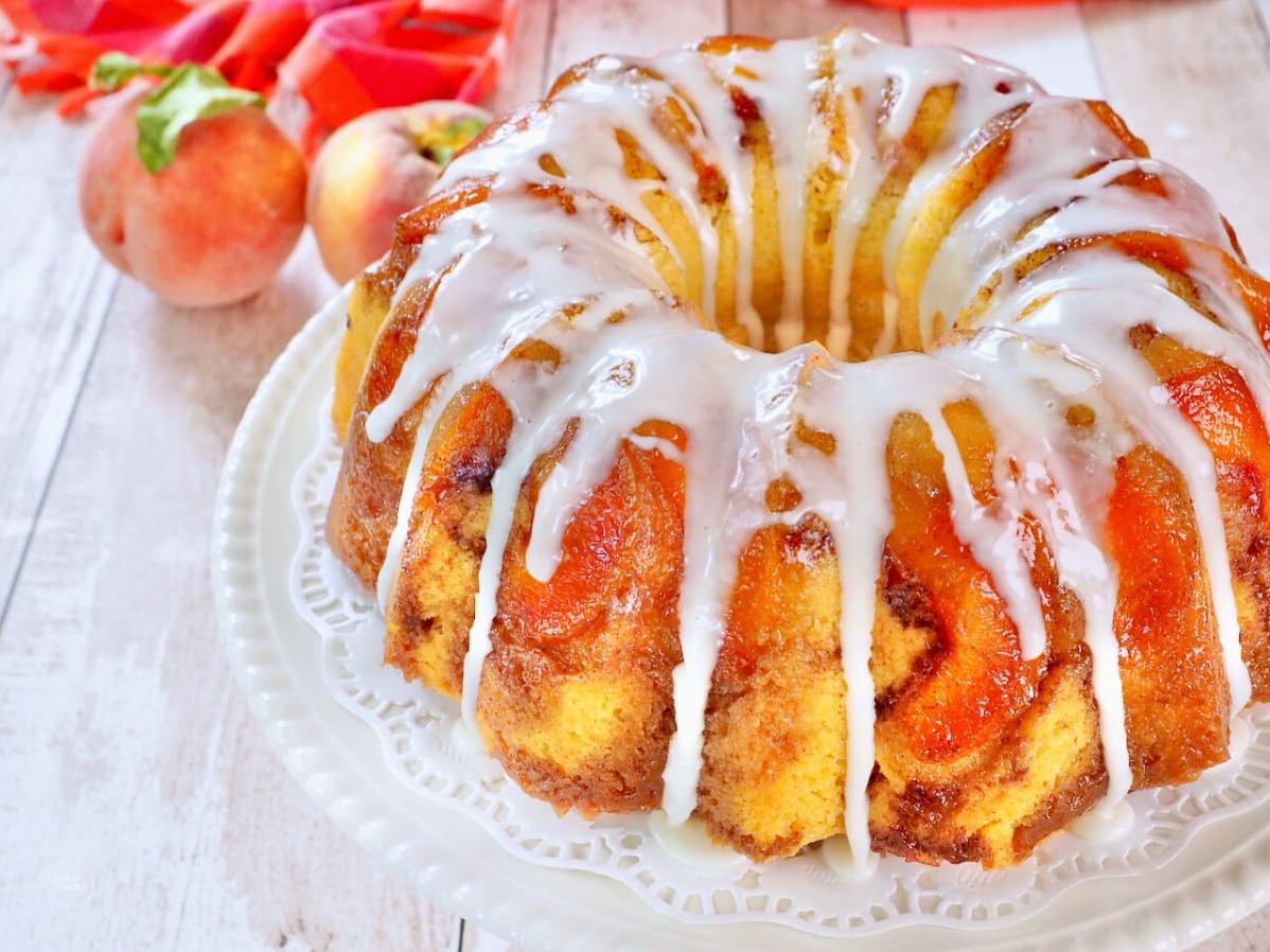  Put your baking skills to the test with this irresistible peachy pound cake recipe