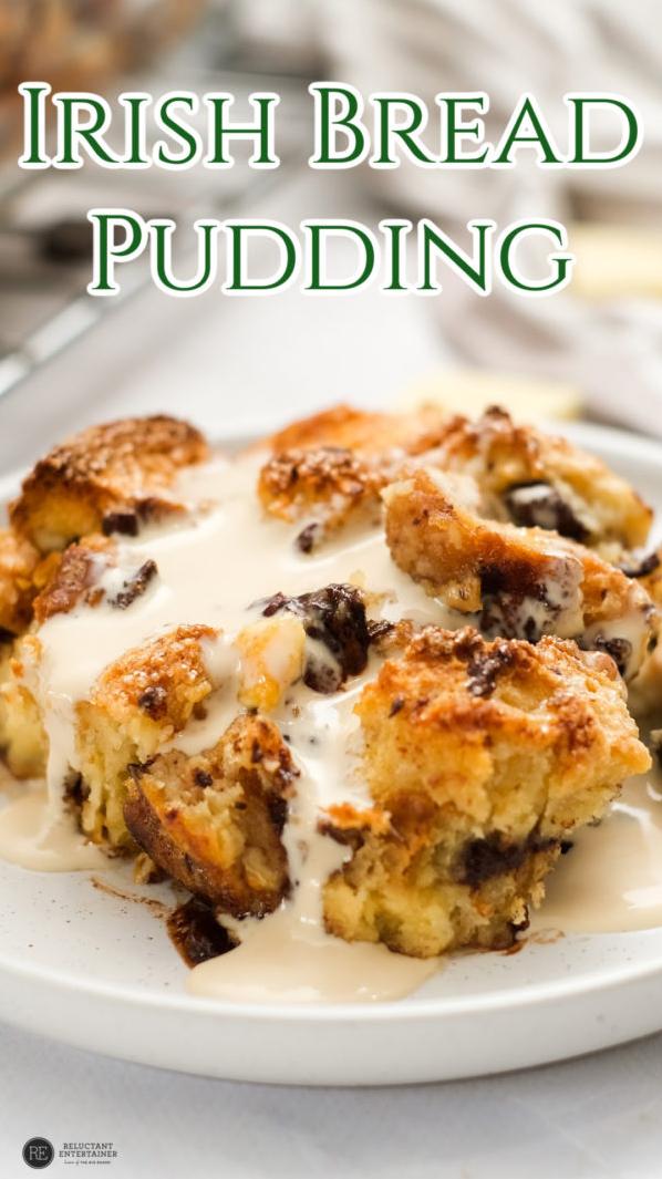  Rich and decadent Irish chocolate bread pudding topped with a luscious sauce.