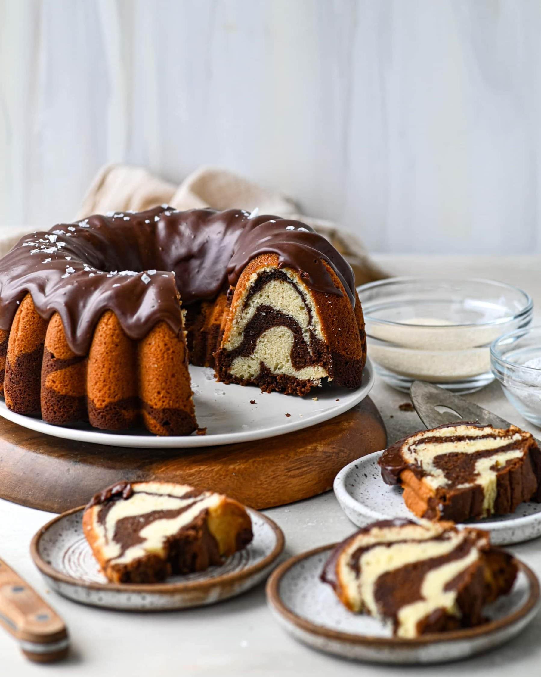  Satisfy your sweet tooth with this decadent chocolate swirl pound cake!