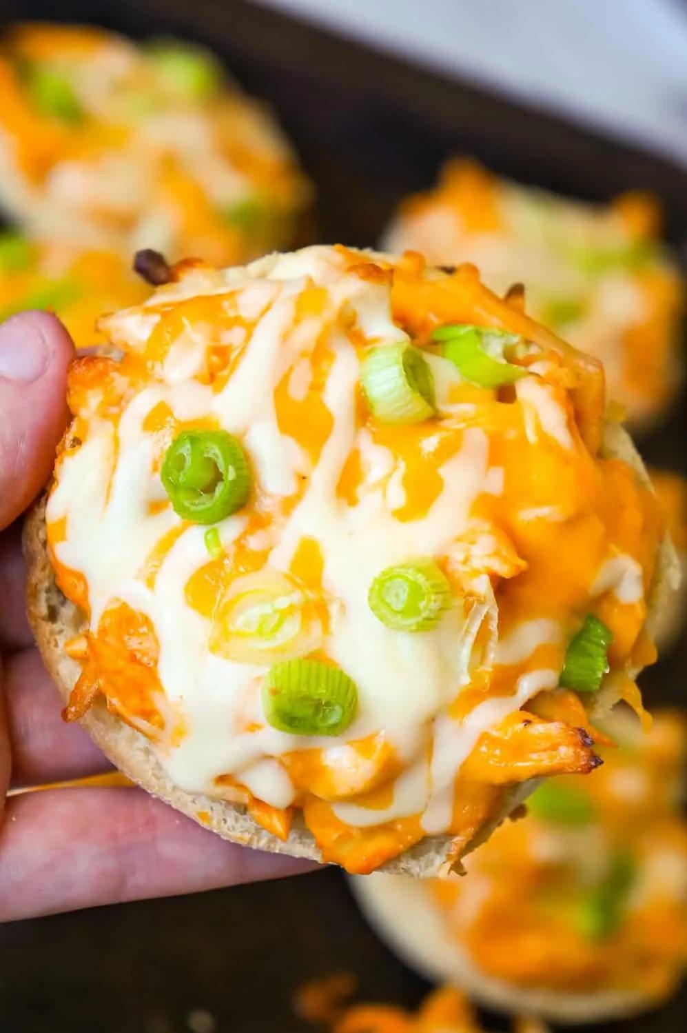  Sink your teeth into these savory chicken cheese English muffins!