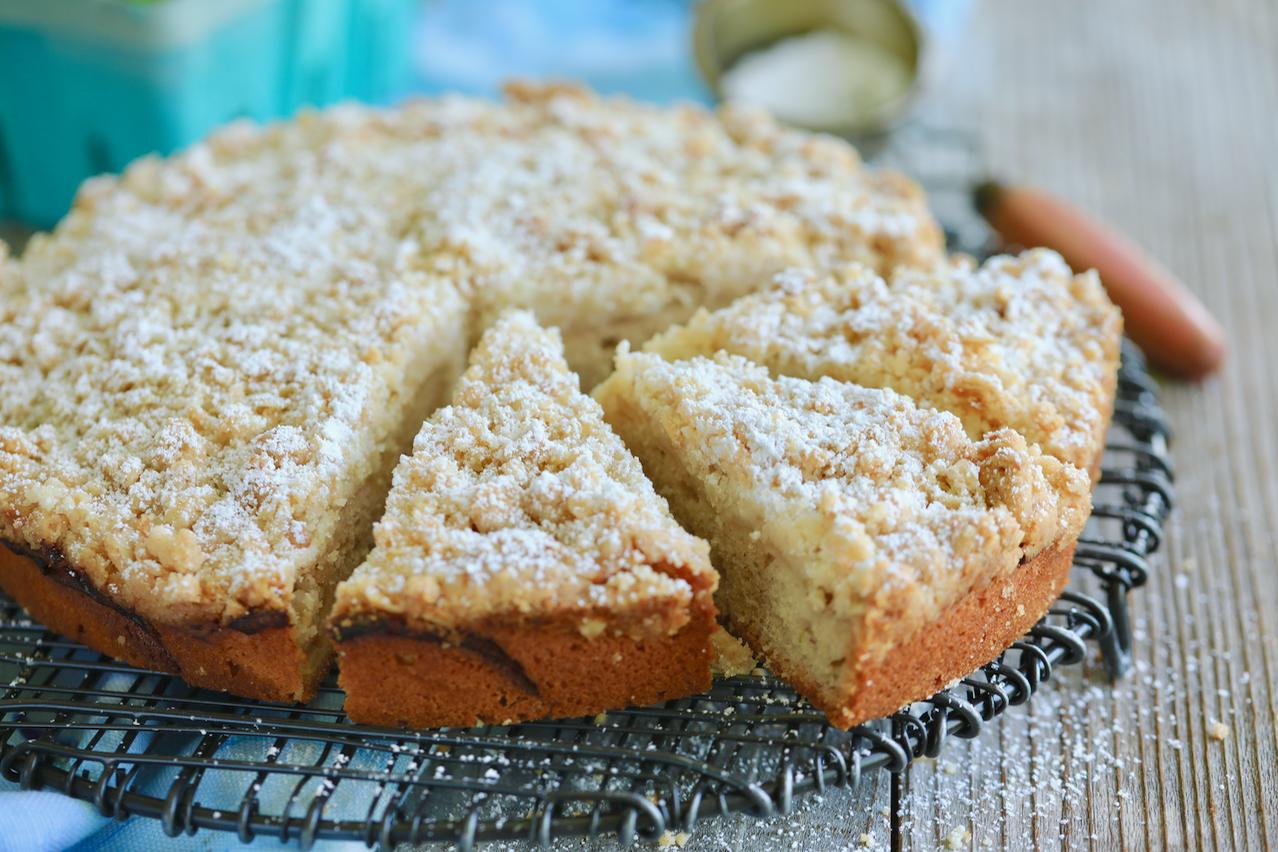  Slices of warm apple cake and hot tea, a perfect way to cozy up on a chilly day