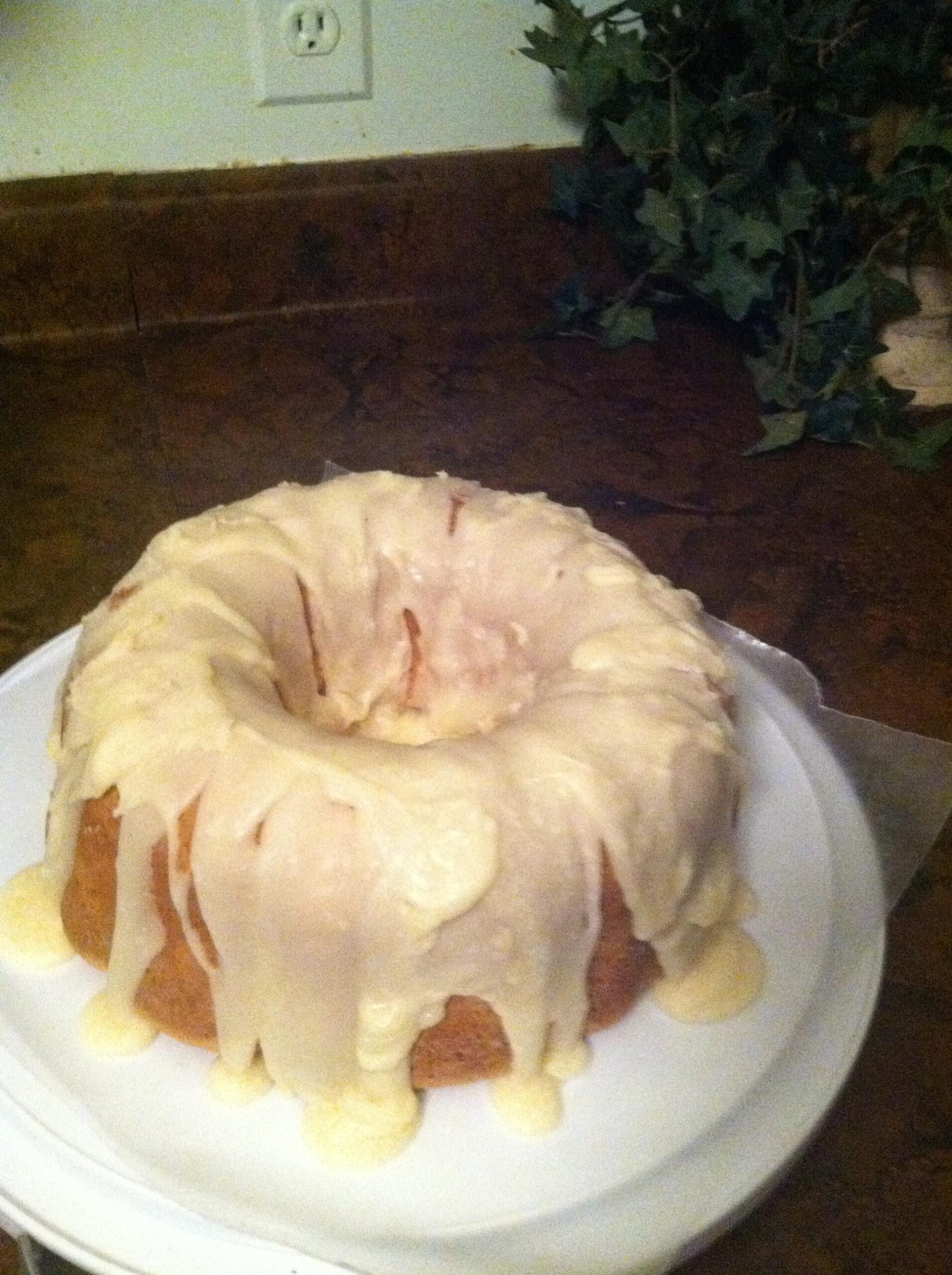  Smothered in white chocolate icing, this pound cake is a sweet lover's dream!
