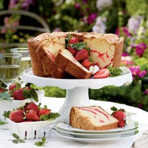 Strawberry Swirl Cream Cheese Pound Cake