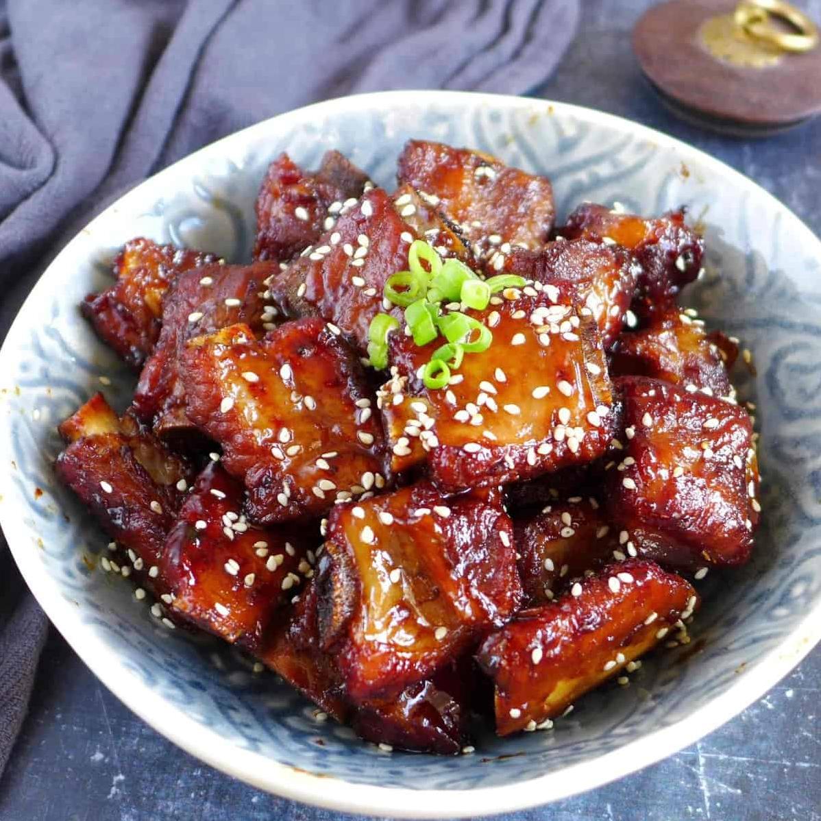  Sweet and sour ribs so tender that they fall right off the bone.