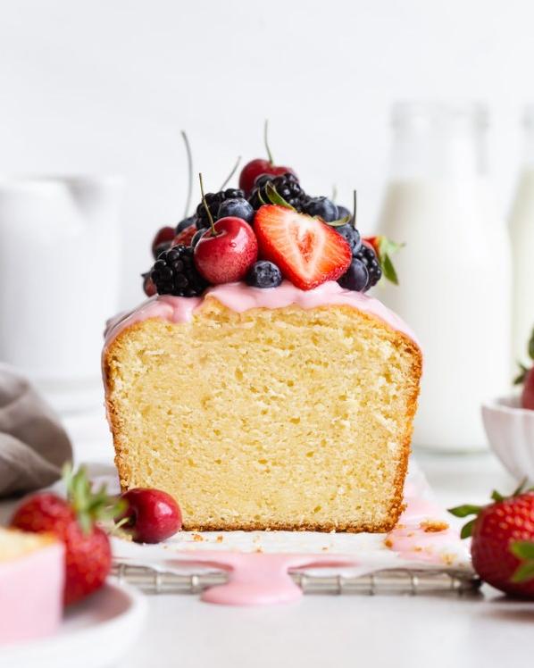  Take a pound of cake, soak it in strawberries, and voila!