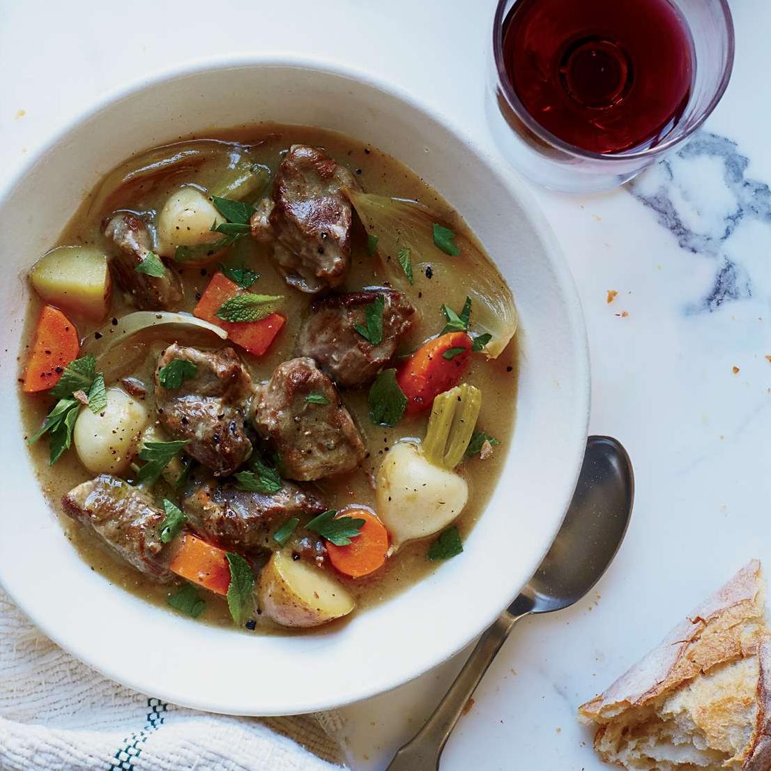  Tender pieces of lamb soak up the flavors of carrots, onions and potatoes in this traditional Irish stew.
