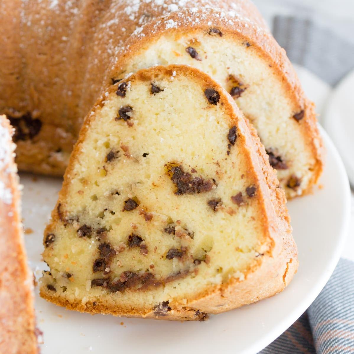  The chocolate chips add a little surprise in every bite of this traditional pound cake.