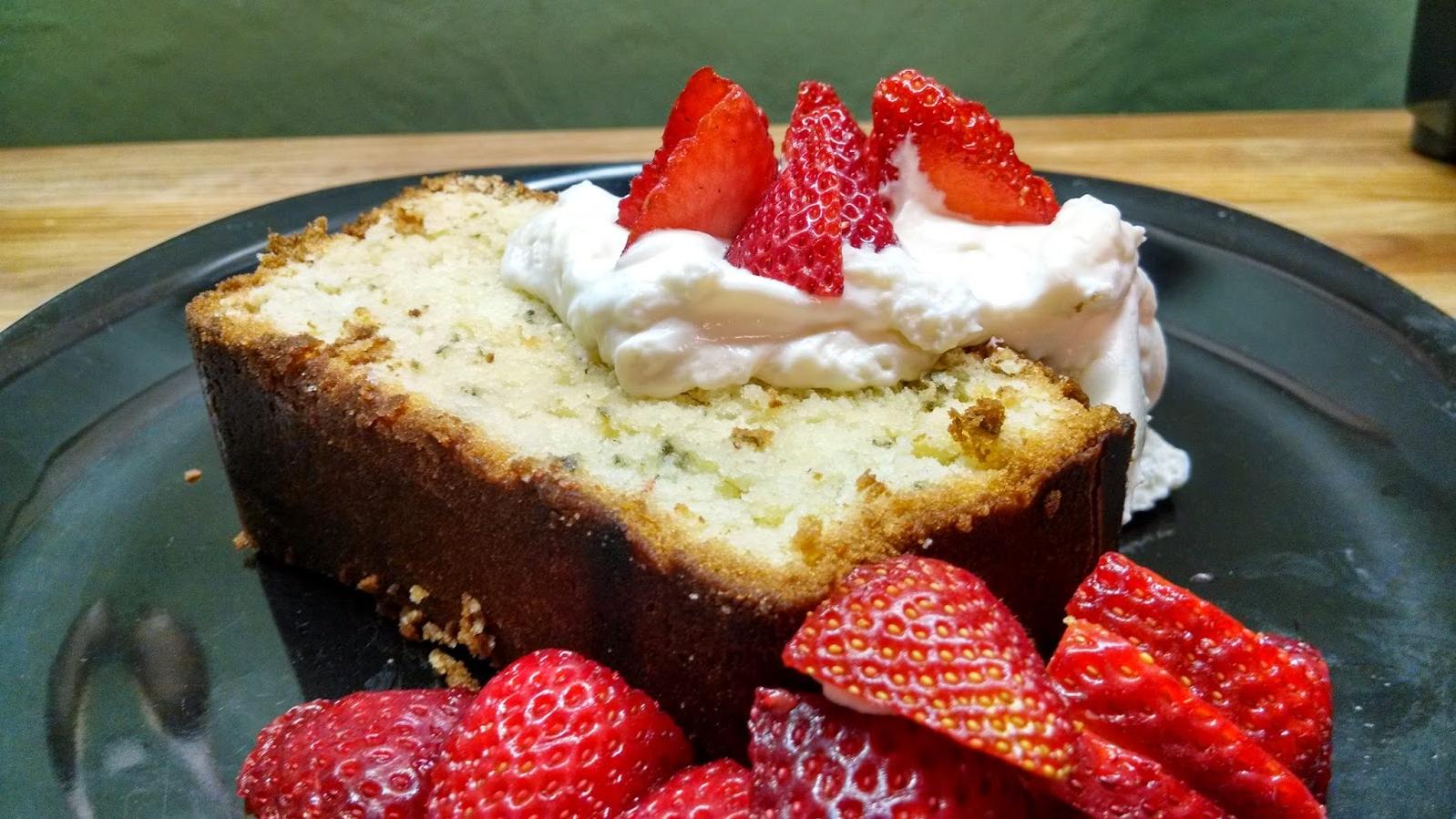  The perfect dessert for any occasion - Lemon Pound Cake with Mint Berries and Cream.