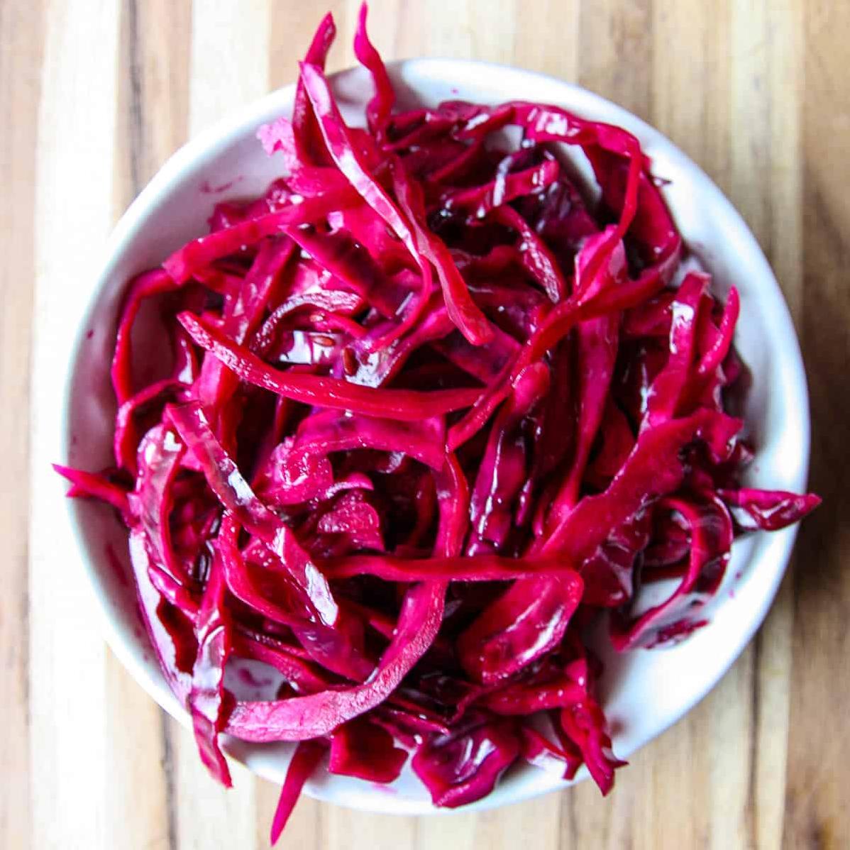  The perfect side dish for any meal, this pickled red cabbage is a star all on its own.