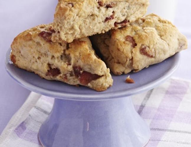  The secret to a flaky, buttery scone? Keep the butter cold and don't over mix the dough.