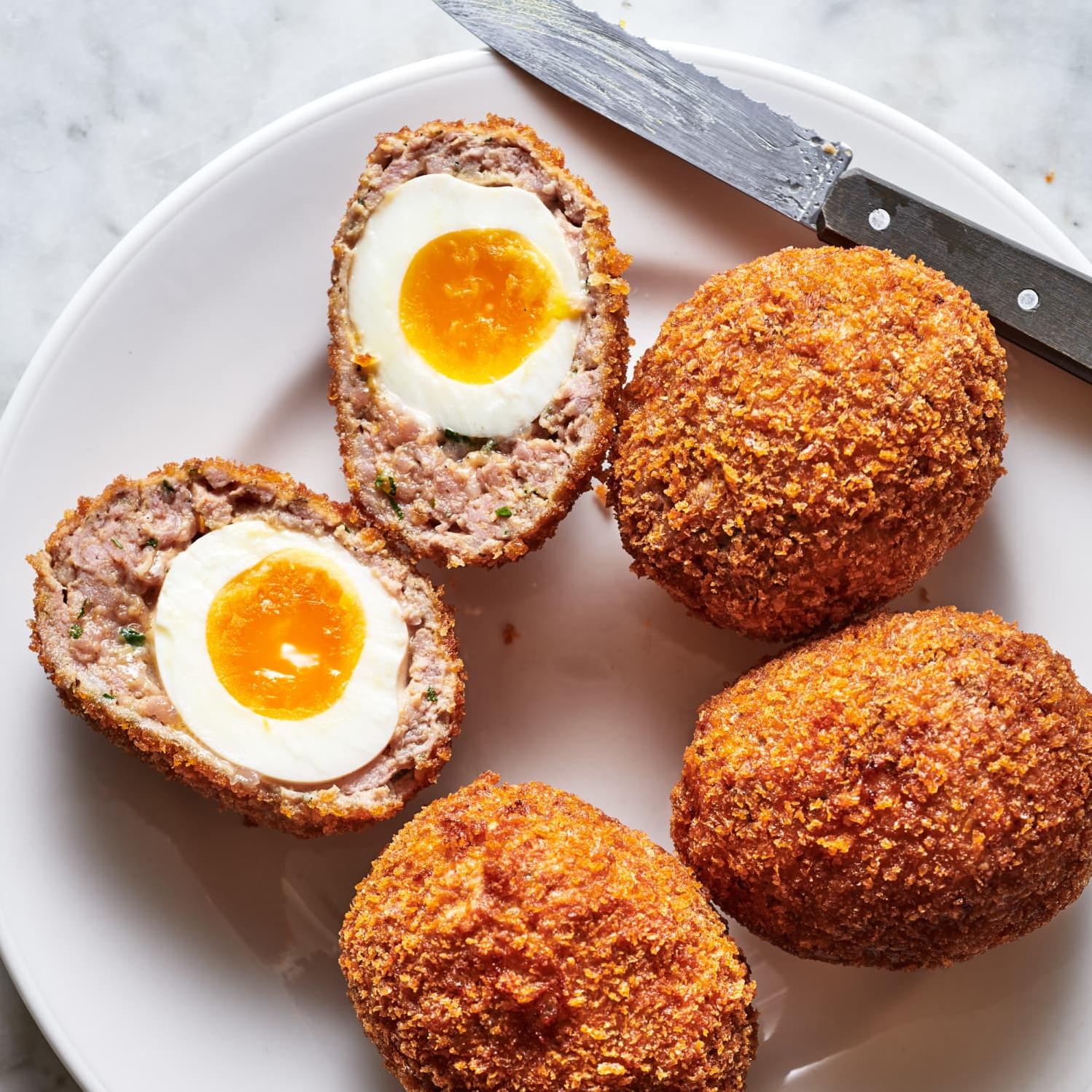  These golden beauties are my special oven style Scotch eggs.