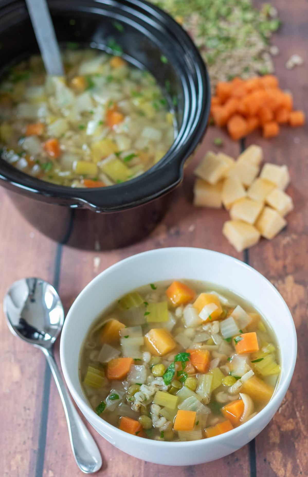  This soup is packed with vegetables and hearty barley, making it a nutritious and filling meal.