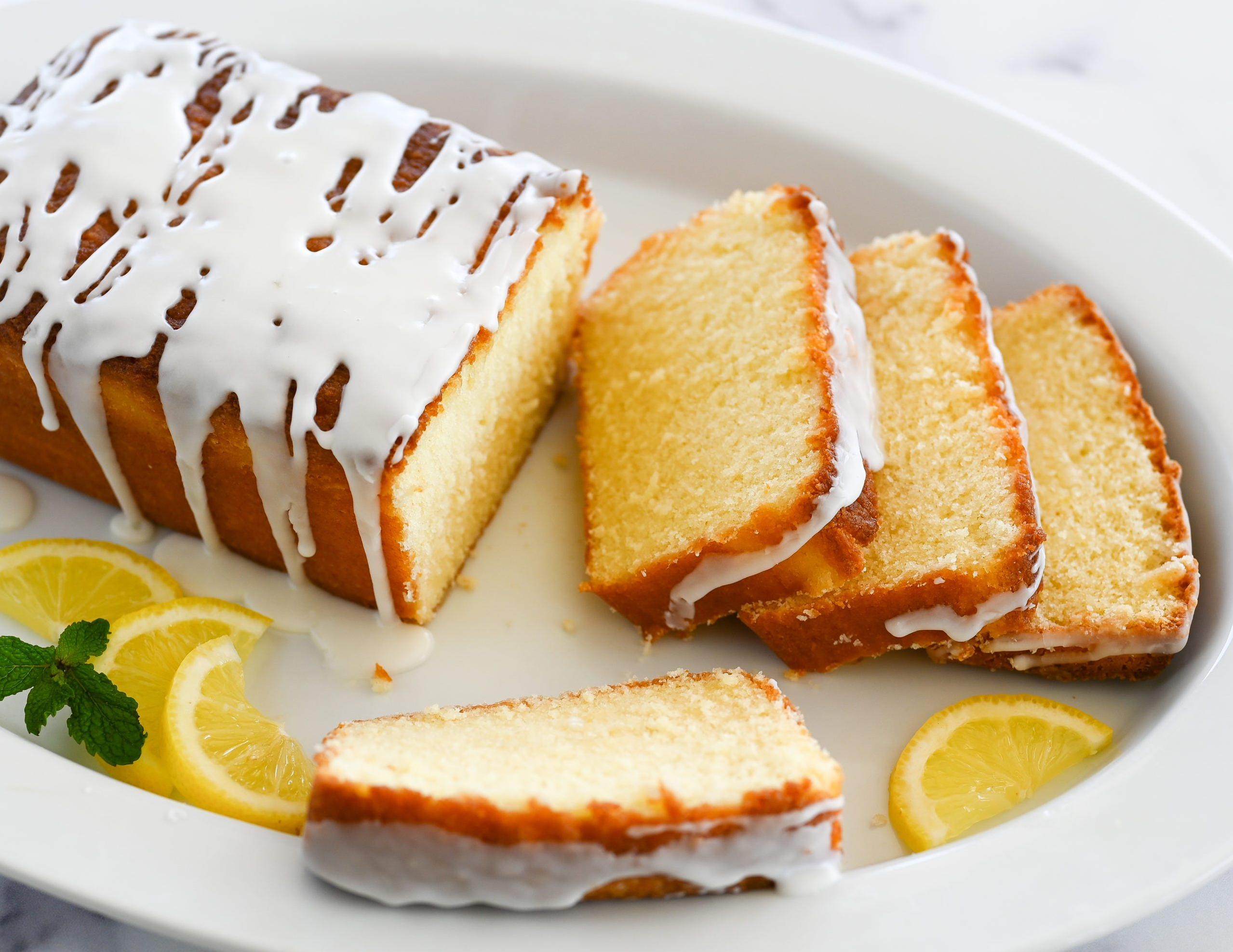  Zesty lemon slices add the perfect pop of color to this fluffy pound cake